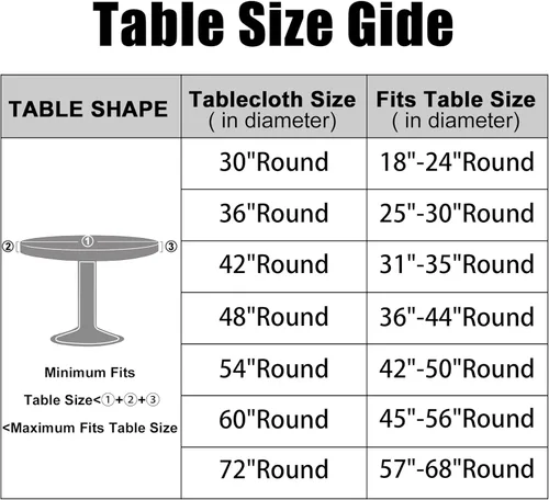Miniatura 2 de Smiry Mantel redondo de pícnic, fundas de mesa elásticas impermeables para mesas de 18 a 24 pulgadas, manteles de vinilo con parte trasera