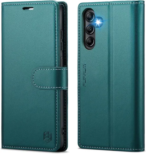 FLIPALM Funda tipo cartera para Samsung Galaxy A14 5G con bloqueo RFID, soporte para tarjeta de crédito, de piel sintética, con función atril, funda