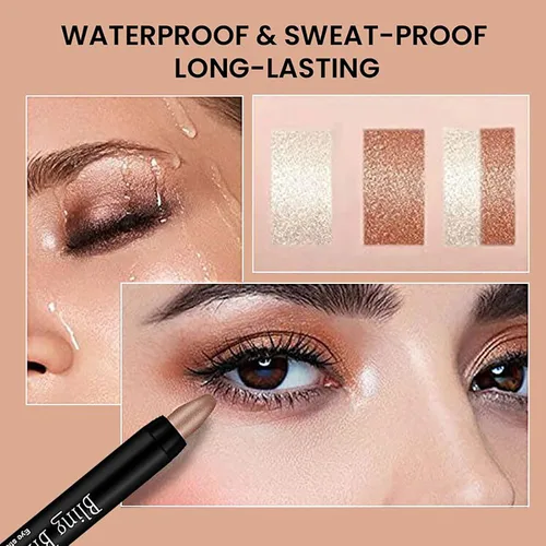 Miniatura 3 de Sombra de ojos en barra brillante, 16 sombras de ojos resaltadoras en lápiz, sombra de ojos con brillo impermeable, lápiz delineador de ojos, sombra