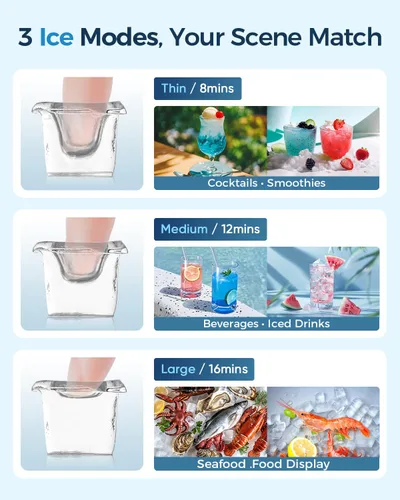 Miniatura 4 de Feelfunn Máquina de hielo comercial con bomba de agua, 85 libras/día, máquina de hielo integrada debajo del mostrador con limpieza automática