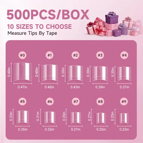 Miniatura 5 de Buqikma 500 puntas de uñas cortas para uñas acrílicas, puntas artificiales cortas transparentes para manicura con caja (caja rosa con puntas)