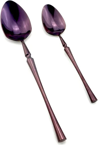 Miniatura 6 de JASHII Juego de cubiertos de acero inoxidable de 6 piezas, servicio para 1 juego de vajilla de cocina, elegante juego de vajilla morada, cuchillo, 6