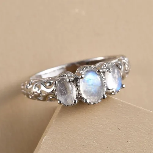 Miniatura 5 de Shop LC 3 anillos de piedra natal para mujer, anillos de piedras preciosas, anillos de plata de ley 925 para mujer, chapados en platino, joyería