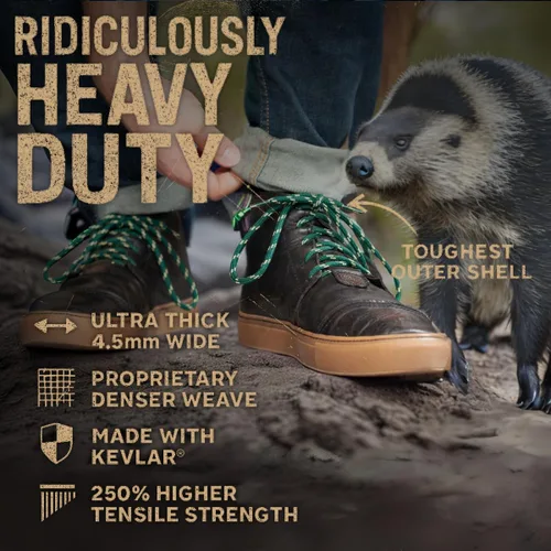 Miniatura 3 de Honey Badger - Cordones indestructibles hechos en Estados Unidos, cordones redondos y resistentes para botas para trabajo y senderismo