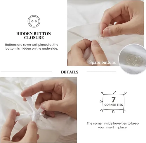Miniatura 5 de Simple&Opulence - Juego de funda de duvet de 2 piezas, 100% lino lavado con volantes, 1 funda de duvet + 1 funda de almohada (Twin, blanco)