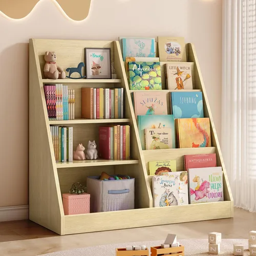 Miniatura 10 de Tatub Estantería de madera para niños de 6 niveles y almacenamiento de juguetes, organizador de juguetes para niños con estantes para libros, Blanco