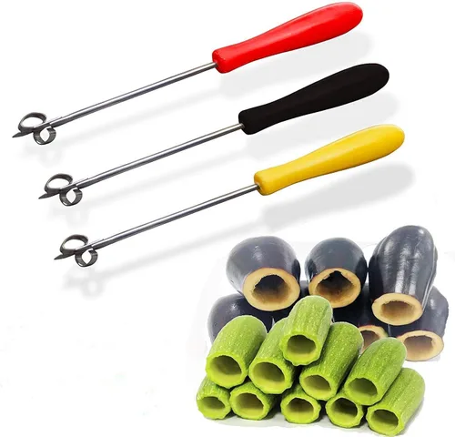 BonBalloon 3 piezas de descorazonador vegetal de acero inoxidable de color aleatorio, 10 pulgadas de largo, mango ergonómico antideslizante