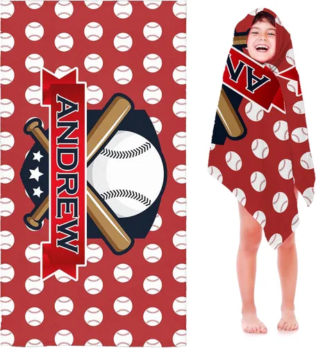 Miniatura 12 de Toalla de playa de béisbol personalizada para niños y niños, toalla de playa deportiva personalizada con nombre, número de equipo, regalos