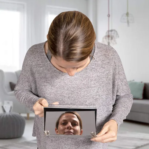 Miniatura 4 de EARTHLITE Espejo de cara hacia abajo ajustable - Soporta vitrectomía, desprendimiento de retina y recuperación de agujero macular, plateado, estándar