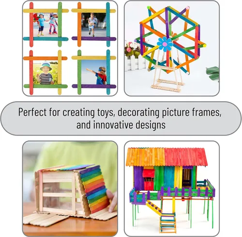 Miniatura 5 de Mr. Pen - Palitos de paletas de colores, 4.5 pulgadas, paquete de 500 palitos de manualidades vibrantes y suaves a granel, madera gruesa y duradera