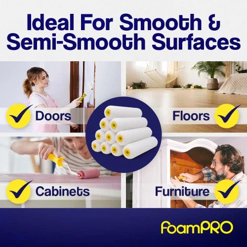 Miniatura 5 de FoamPRO 163, repuesto de rodillos finos de pintura de espuma de alta densidad con acabado fino, 2 unidades, 176
