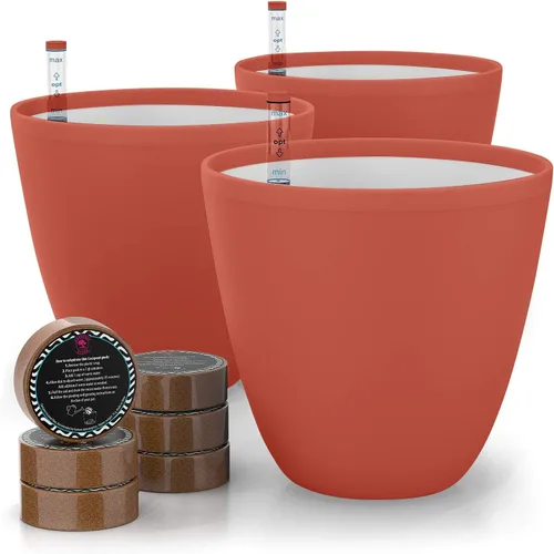 Miniatura 9 de GARDENIX DECOR Macetas de riego automático para plantas de interior, paquete de 3 – Maceta con indicador de nivel de agua para plantas, herramienta
