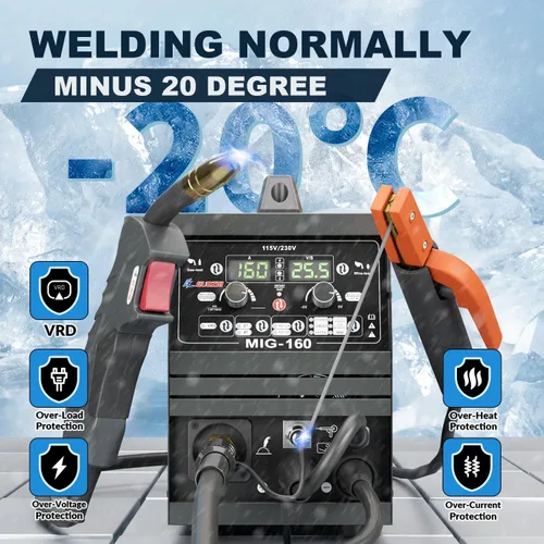 Miniatura 6 de GZ GUOZHI Soldador Mig de 160 A, 110 V/220 V de doble voltaje 6 en 1 soldador de palo/gas Mig/núcleo de flujo sin gas Mig/Lift TIG/soldadura por