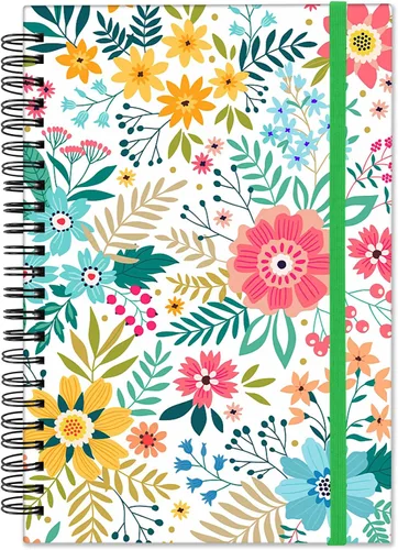 Cuaderno de espiral, diario de tapa dura, cuaderno de espiral con rayas anchas, A5 de 5.5 x 8.3 pulgadas, papel grueso de 80 GSM, 60 hojas, 120