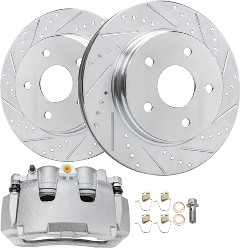 Miniatura 12 de Detroit Axle - Rotores de freno delanteros perforados y ranurados + repuesto de pinza de freno lateral del conductor para Honda Odyssey Acura MDX