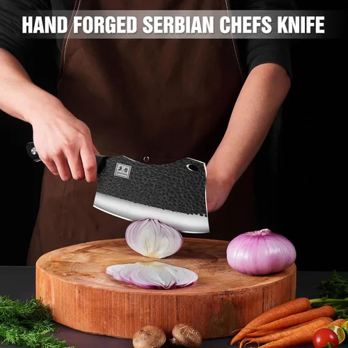 Miniatura 6 de ENOKING 7.1″ Cuchillo de Carnicero y Cuchillos de Chef – Acero Inoxidable de Alto Carbono Forjado a Mano, Mango Completo para Cocina y Corte