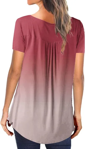 Miniatura 7 de Camisetas de manga corta para mujer, para ocultar el vientre, camisetas de manga corta para verano, lindas camisetas Henley con vuelo, blusas