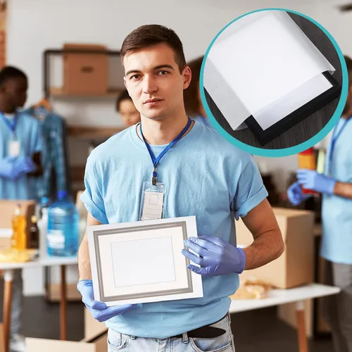 Miniatura 5 de Zubebe Paquete de 200 bolsas de espuma de cojín de 4 tamaños para embalaje, suministros de mudanza, bolsas acolchadas con etiquetas frágiles