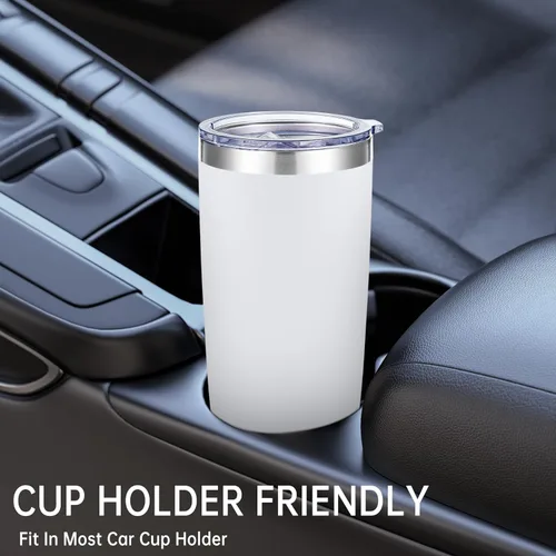 Miniatura 6 de Vasos de 20 onzas de acero inoxidable a granel con tapa, doble pared aislada al vacío, taza de café de 20 onzas con recubrimiento en polvo