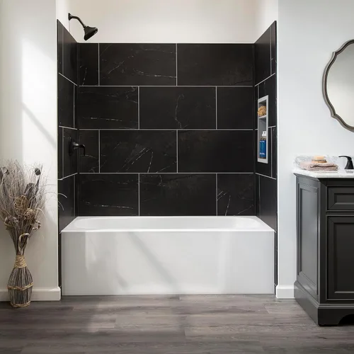Miniatura 2 de Palisade Kit envolvente de ducha y bañera de azulejos de vinilo entrelazados de 25.6 pulgadas x 14.8 pulgadas en hielo negro Negro (Black Ice)