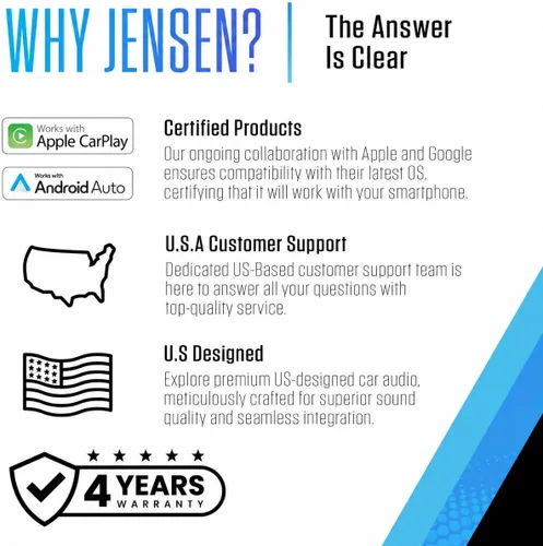 Miniatura 5 de JENSEN J1CA7-BUC Apple CarPlay Android Auto certificado de 7 pulgadas Radio estéreo de coche con pantalla táctil doble DIN Llamadas manos libres