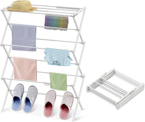 Tendedero de ropa para el hogar para interiores, tendedero plegable para ropa de lavandería - 40" x 28.8" x 14.2", ahorro de espacio Blanco puro