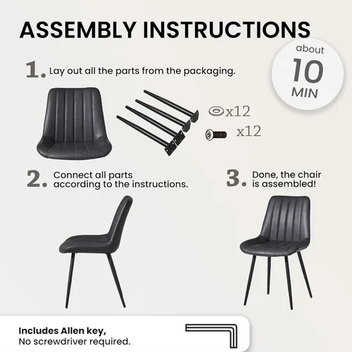 Miniatura 8 de CLIPOP Juego de 2 sillas de comedor, sillas de comedor de piel sintética con asiento tapizado, cojín cómodo con respaldo alto, patas de metal, silla