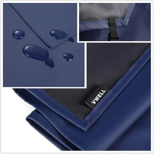 Miniatura 3 de VWELL Delantal de vinilo de goma impermeable con 2 bolsillos, delantal de laboratorio para lavado de platos, aseo personal, paquete de 2 Azul-2p