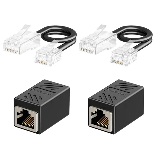 Miniatura 8 de Uvital Adaptador RJ11 a RJ45, 1 paquete RJ45 hembra a RJ11 macho para teléfono fijo, adaptador de conector de teléfono negro a Ethernet con cable