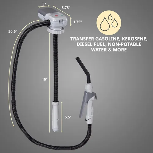 Miniatura 5 de Bomba automática de transferencia de combustible DEWAY con boquilla para control de flujo y parada, se adapta a la mayoría de las latas de gasolina