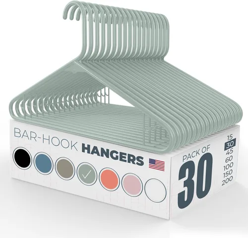 Miniatura 37 de Paquete de 100 perchas de plástico, fabricadas en los Estados Unidos, capacidad de 6 libras, perchas estándar con ganchos para correa para vestidos