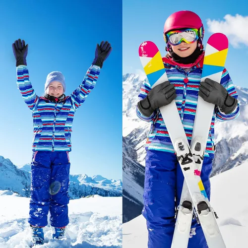 Miniatura 5 de Guantes de esquí para niños, 3 pares de guantes de invierno impermeables para niños, guantes de invierno aislados para snowboard y patinaje sobre