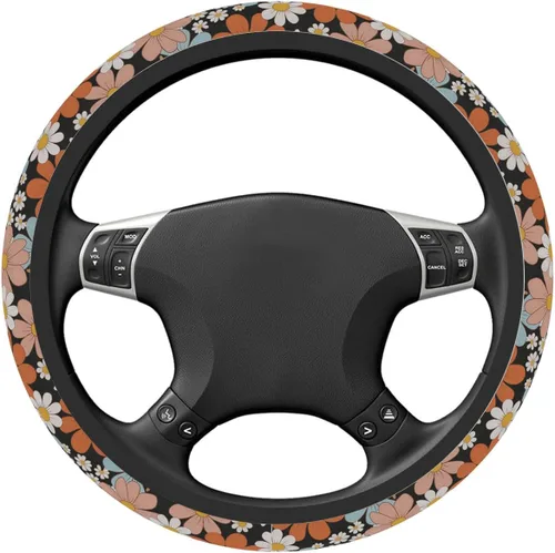 Miniatura 2 de Funda para volante, funda para volante de margaritas retro para mujeres y hombres, antideslizante, transpirable y absorbente de sudor, universal