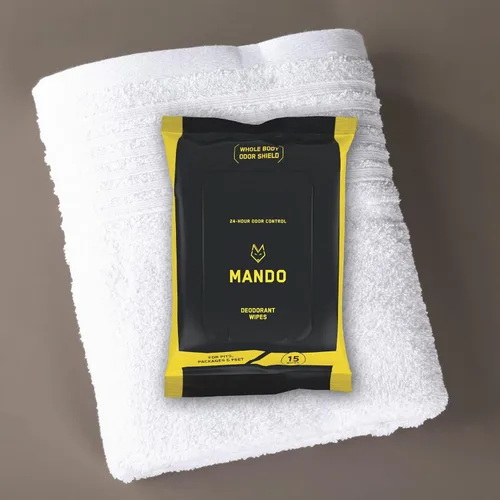 Miniatura 5 de Toallitas desodorantes Mando - Control de olor 24 horas - Sin aluminio, sin bicarbonato de sodio, seguro para la piel (15 unidades (Paquete de 3))