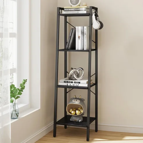 Miniatura 13 de Hzuaneri - Estantería escalera, estantería con soporte para libros, estante de almacenamiento de esquina independiente con 2 ganchos para oficina
