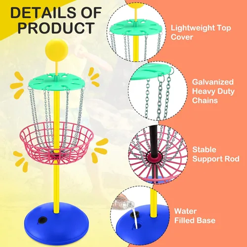 Miniatura 5 de Meooeck 42 Inches Mini Disc Golf Baskets with 10 Flying Discs Golf Starter Set for Indoor Outdoor Yard and Beach