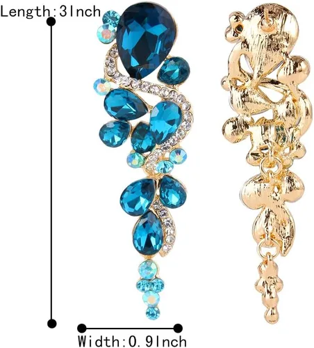 Miniatura 5 de BriLove - aretes largos para mujer, bohemios, para boda o novia, diseño de lágrima