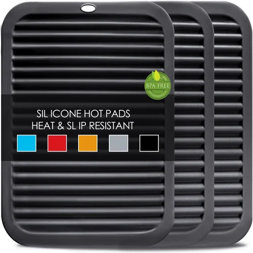 Miniatura 13 de Salvamanteles de silicona para platos calientes, soportes multiusos para ollas, 4 unidades, 2 tamaños de 7 pulgadas y 9 pulgadas, resistentes al 03