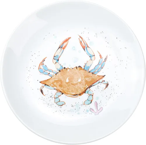 Plato de postre de cerámica pintado a mano con diseño de animales marinos, plato de cena, plato de pastel, plato decorativo, cangrejo, 6 pulgadas