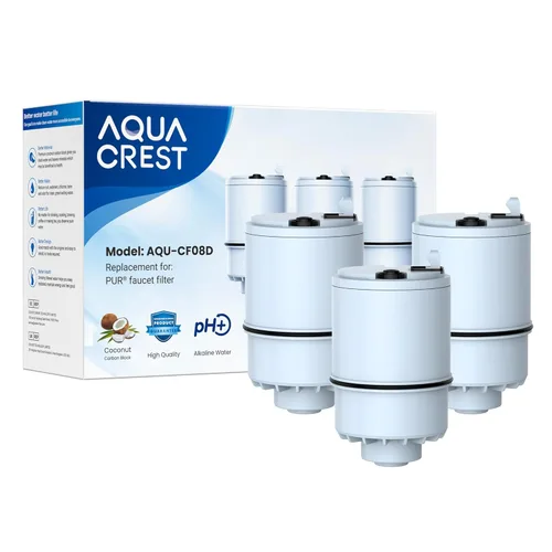 [Alcalina] AQUA CREST CF08D Filtro de grifo, compatible con todos los filtros de agua PUR® Plus, filtro de agua PUR® Plus RF9999®, 6 meses, 900