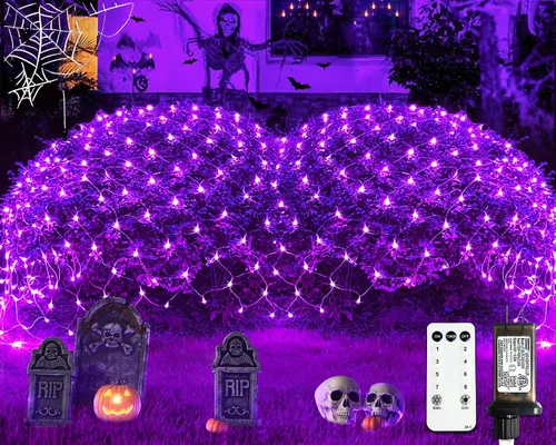Miniatura 18 de JMEXSUSS - Luces de red para exteriores impermeables, de 12 x 5 pies, con enchufe y 8 modos con control remoto, 360 luces LED para decoración
