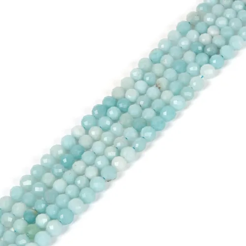 Miniatura 10 de Cuentas redondas facetadas de aguamarina natural de 4mm cuentas sueltas de 16 pulgadas para hacer joyas con cuentas