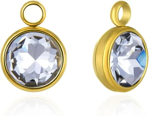 Miniatura 17 de Adabele Colgante de acero inoxidable chapado en oro amarillo de 18 quilates con piedra natal redonda de grado A de 0.236 in y 0.394 in, no se