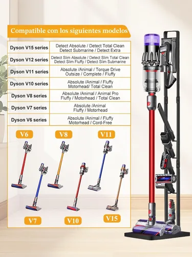 Miniatura 4 de Haturi Soporte de vacío para Dyson V15 V12 V11 V10 V8 V7 V6, soporte de almacenamiento de metal para aspiradora inalámbrica y accesorios, compatible