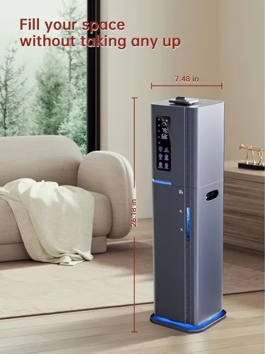 Miniatura 8 de Humidificadores de 2.64 galones para habitación grande, niebla cálida y fría de hasta 500 pies cuadrados, difusor de llenado superior de luz