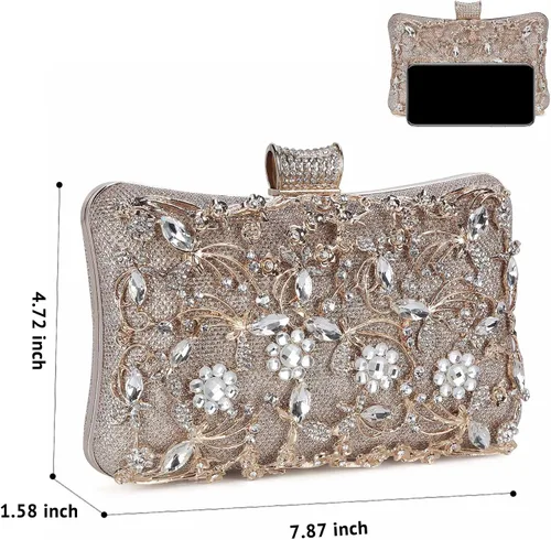 Miniatura 2 de Tanpell Bolso de mano de cristal para mujer bolso de mano de boda con diamantes de imitación para novia graduación cóctel fiesta