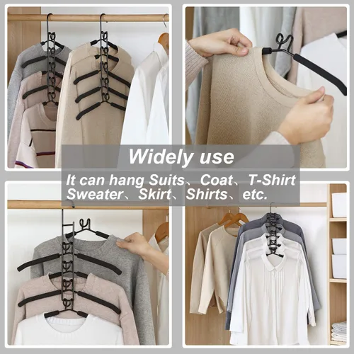 Miniatura 4 de Perchas de ropa que ahorran espacio: 2 paquetes 5 en 1 perchas multicapa antideslizantes de espuma acolchada resistente gruesa percha organizadores