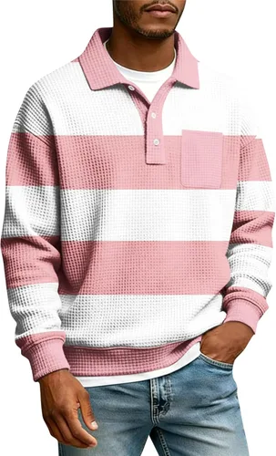 Miniatura 36 de Camisas de manga larga con botones a cuadros para hombre, con cuello de manga larga, estilo casual, elegante, a cuadros 2- amarillo