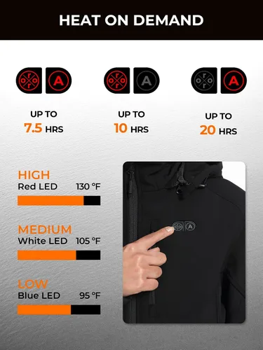 Miniatura 3 de ORORO Batería mejorada Chaqueta térmica de doble control para mujer con 5 zonas de calor, hasta 20 horas de calor