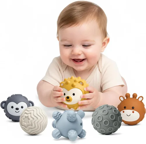 Miniatura 19 de Bolas de bebé para niños pequeños de 1 a 3 años, juguetes de baño para bebés de 6 a 12 meses, juego de bolas sensoriales suaves para bebés, set